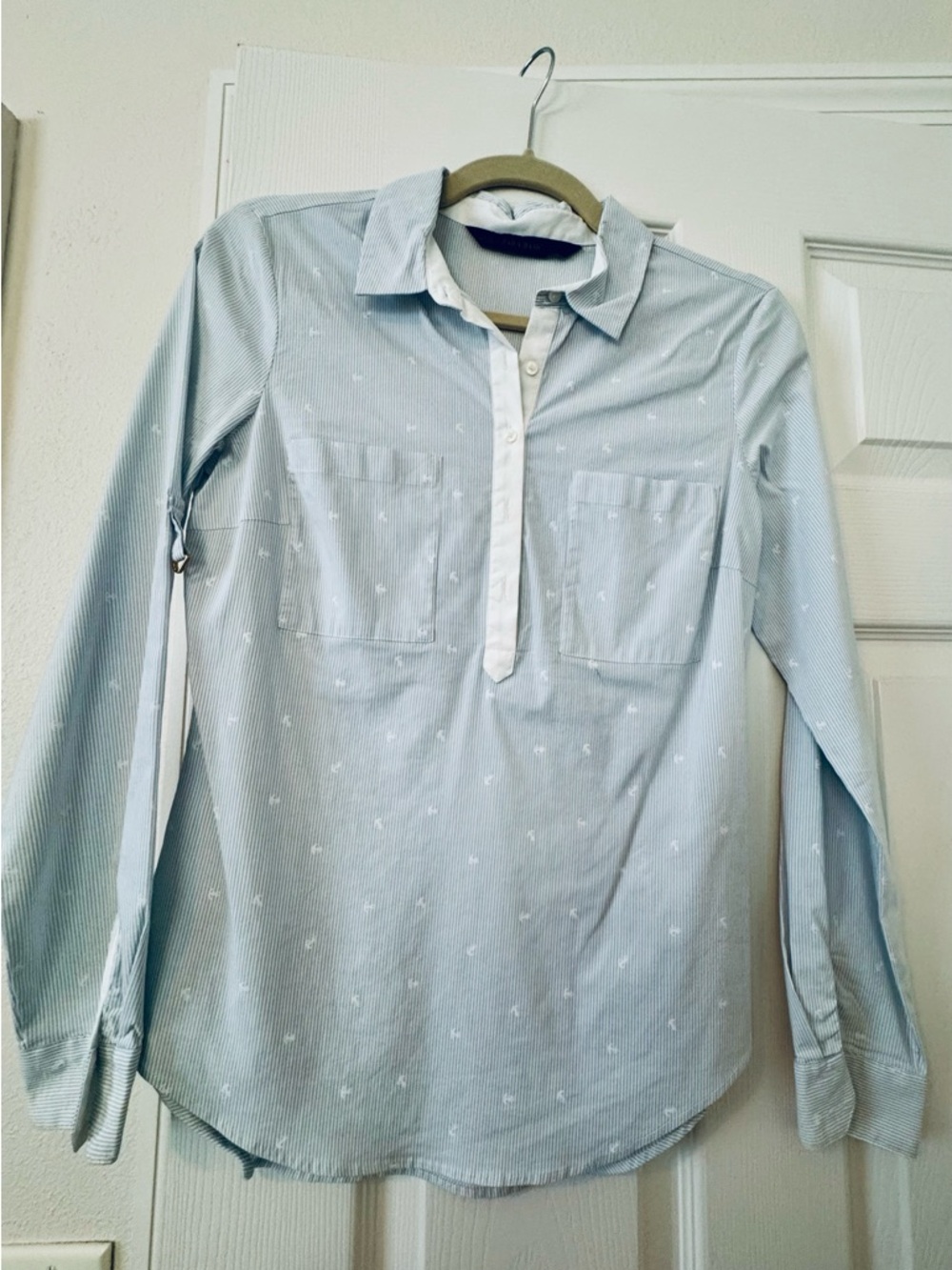 Zara Light Blue Long-Sleeve Button Placket Shirt